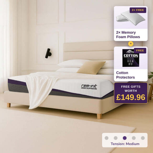 REM-Fit® 3000 Supreme Hybrid Mattress, UK King Size 22x150x200 cm & 41.2 kg