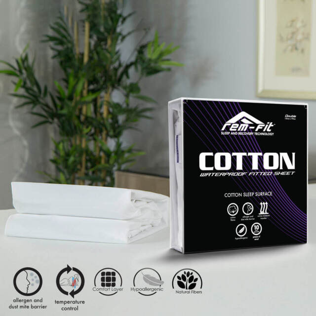 REM-Fit Cotton Mattress Protector, UK Small Single 35x75x190 cm