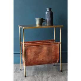 Gatsby Side Table with Leather Magazine Holder - thumbnail 2