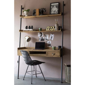Industrial-Style Desk Unit With 2 Shelves - thumbnail 1