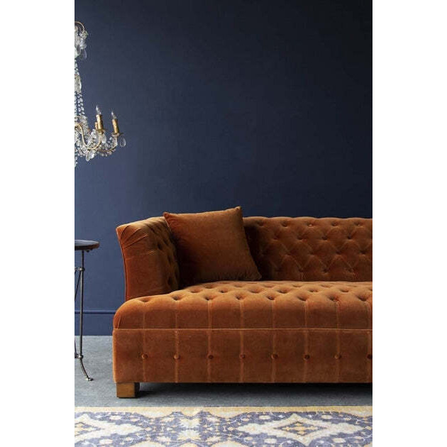 Burnt Orange Velvet Chesterfield 3 Seater Sofa - image 1