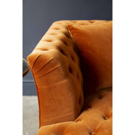 Burnt Orange Velvet Chesterfield 3 Seater Sofa - thumbnail 2