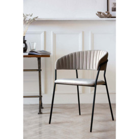 Curved Back Velvet Dining Chair In Mink Grey