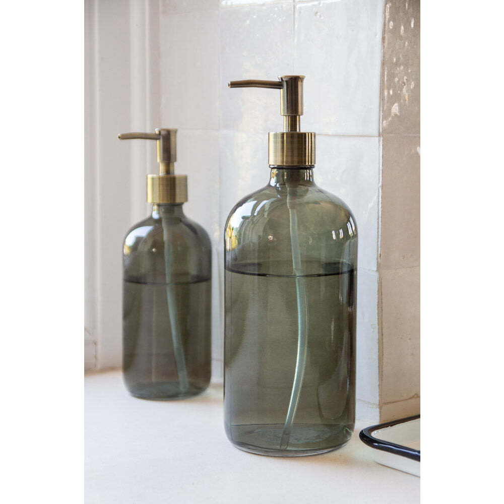 Smoked Glass Soap Dispenser Bottle - 2 Sizes Available - image 1