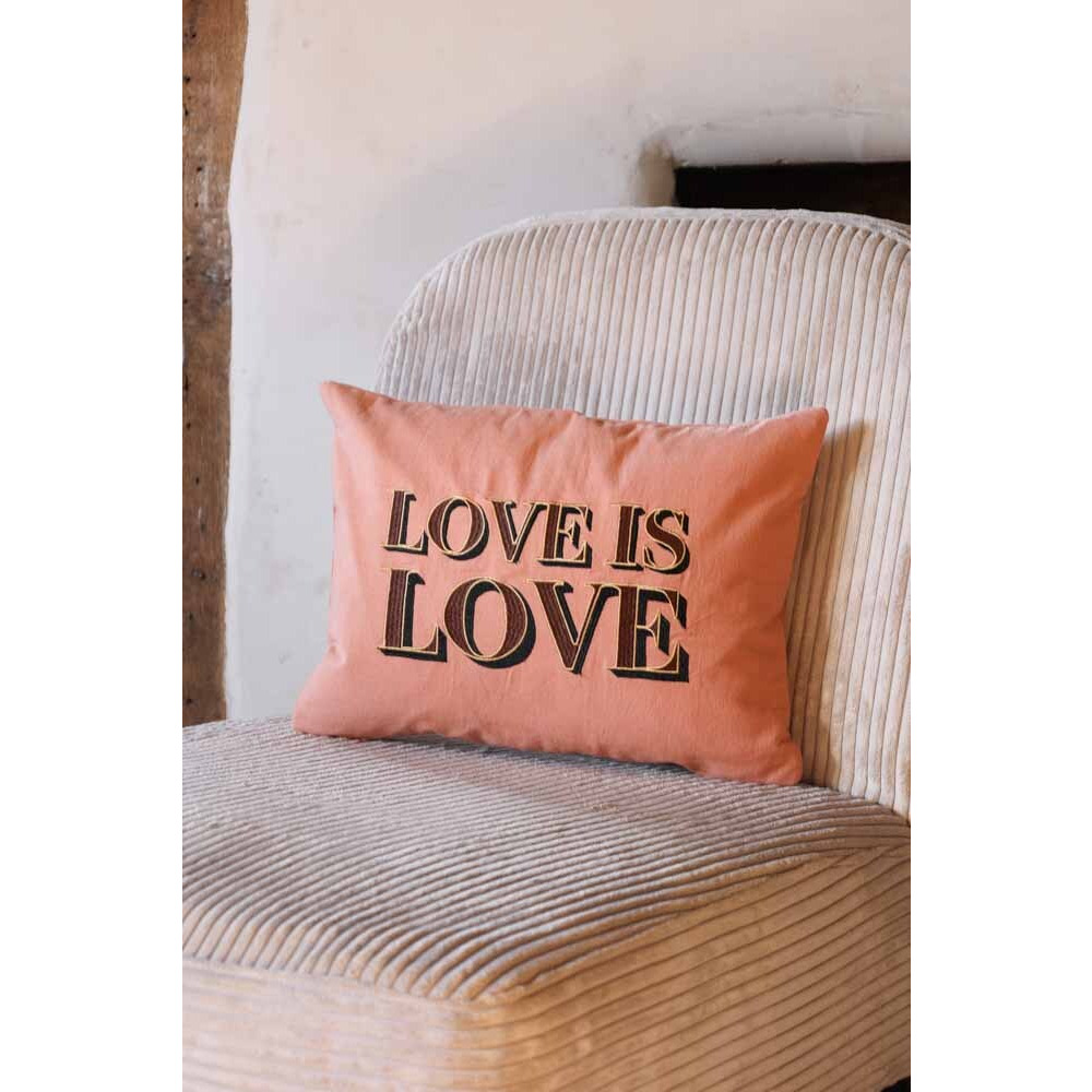 Love Is Love Embroidered Blush Pink Cushion Cover