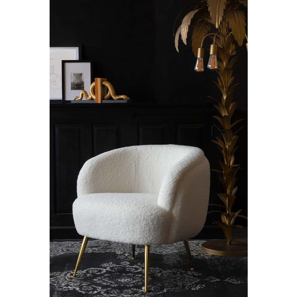 White Teddy Armchair With Gold Legs - image 1