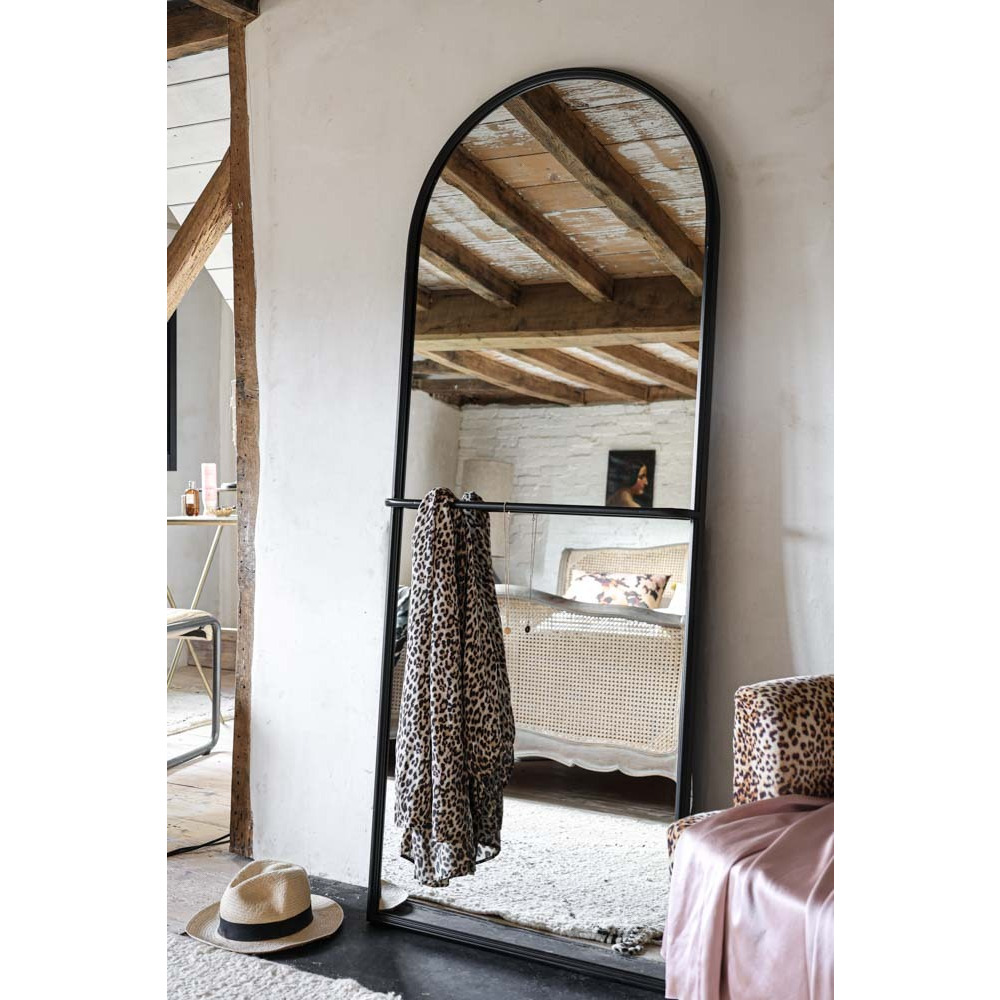 Tall Black Floor Mirror With Hanging Rail - image 1