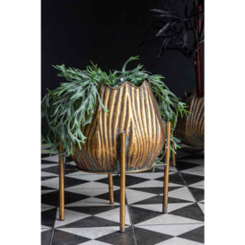Gold Scallop Planter On Stand