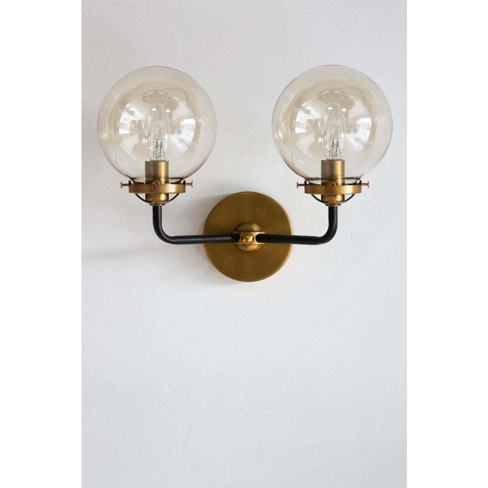 Double Globe Smoked Glass Wall Light