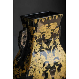 Black & Gold Chinoiserie Porcelain Vase - thumbnail 2