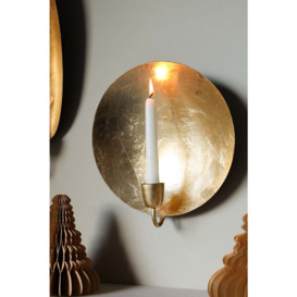 Round Gold Leaf Candlestick Holder Wall Sconce - thumbnail 2