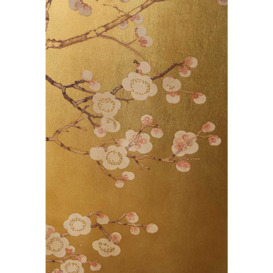 Exquisite Gold & Pink Blossom Folding Room Divider - thumbnail 2