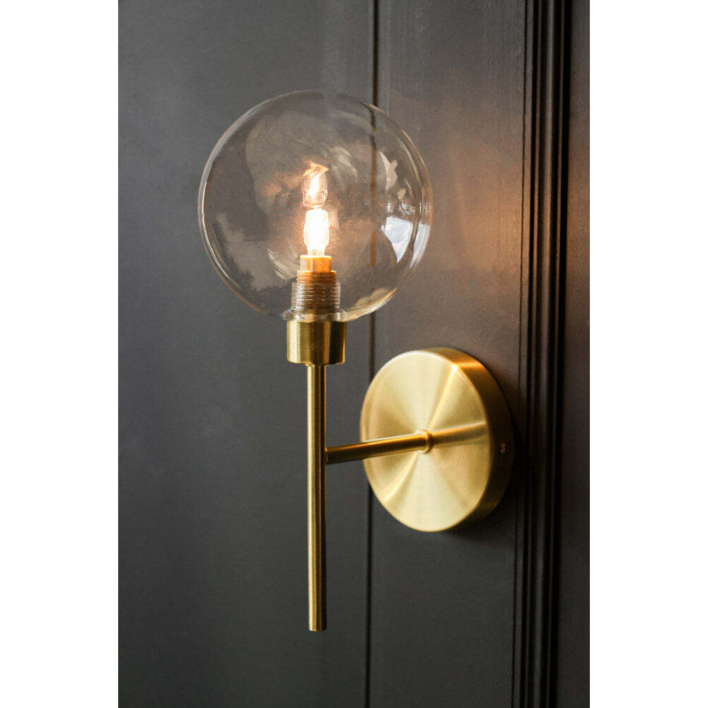 Glass Globe & Brass Wall Light - image 1