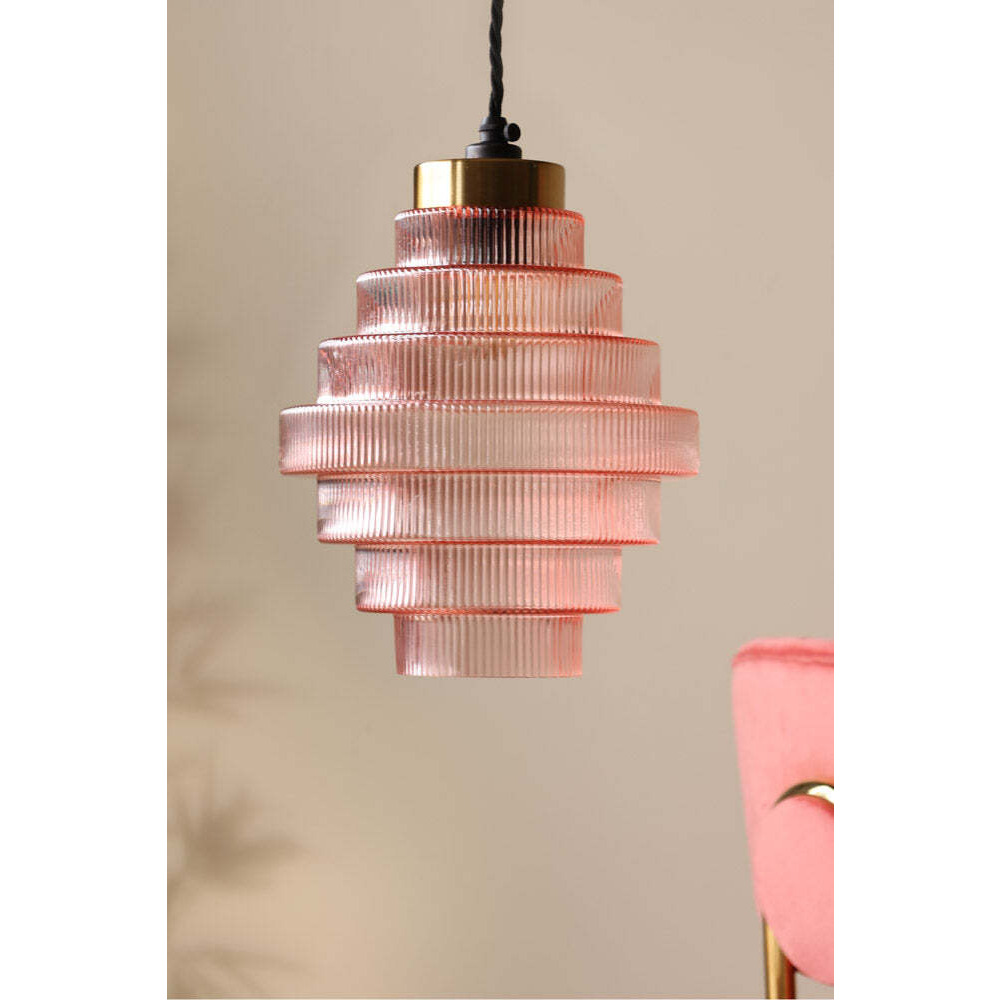 Pink Tiered Glass Easyfit Ceiling Shade - image 1