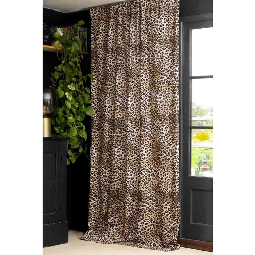 Set Of 2 Leopard Print Cotton Curtains - image 1