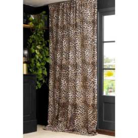 Set Of 2 Leopard Print Cotton Curtains