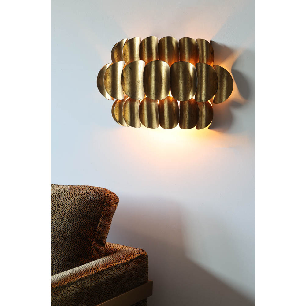 Antique Brass Curve Disc Wall Light - image 1