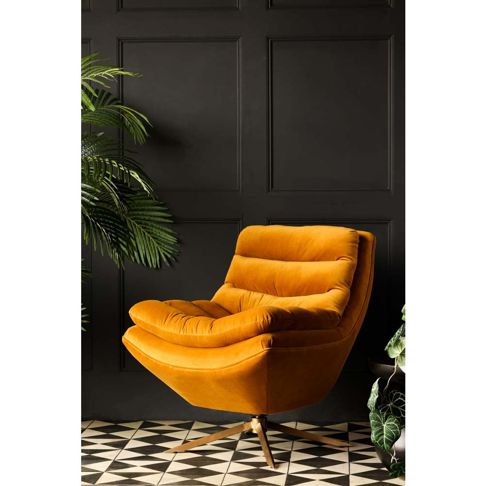 Mustard Velvet Swivel Chair - image 1