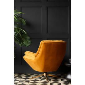 Mustard Velvet Swivel Chair - thumbnail 3