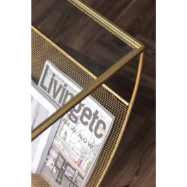 Gold Magazine Rack With Glass Top - thumbnail 2