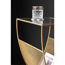 Gold Magazine Rack With Glass Top - thumbnail 3