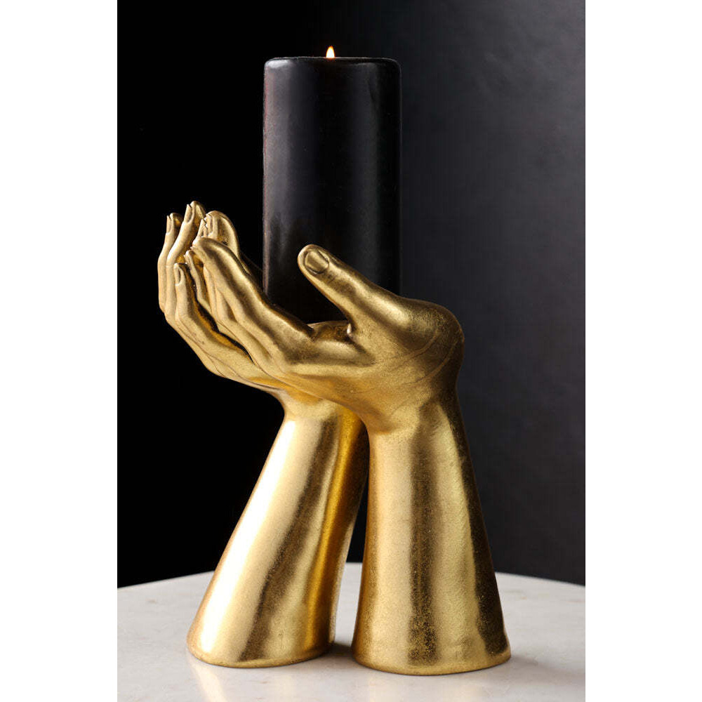 Antique Gold Palm Hand Candle Holder