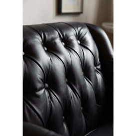 Black Buttoned Back Leather Armchair - thumbnail 2