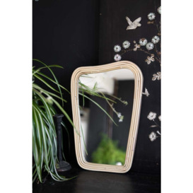 Small Abstract Rectangle Bamboo Wall Mirror
