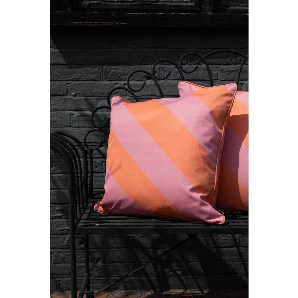 Pink Coral Stripe Outdoor Garden Cushion by Rockett St George