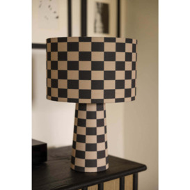 Charcoal & Natural Checkerboard Table Lamp