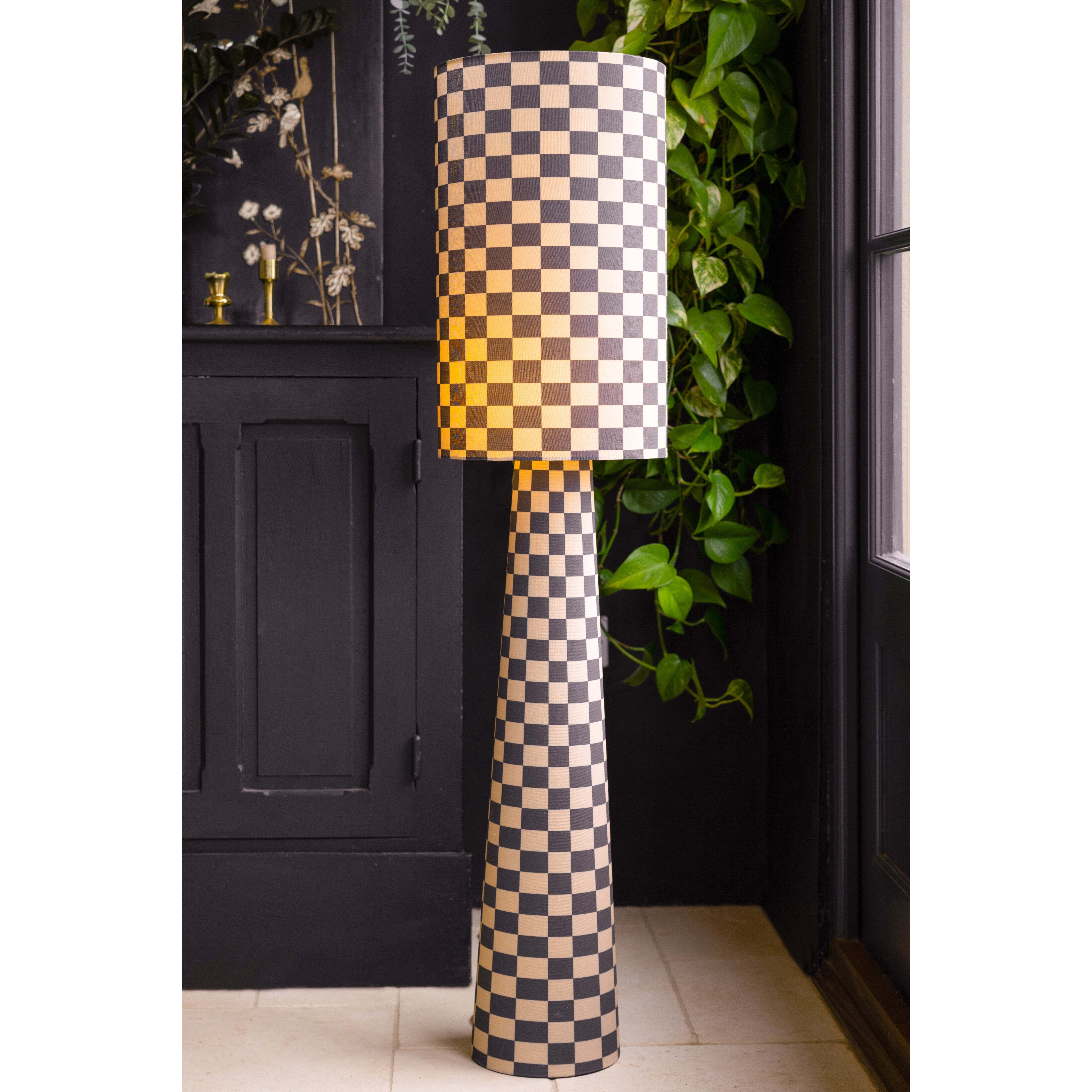 Charcoal & Natural Checkerboard Floor Lamp - image 1
