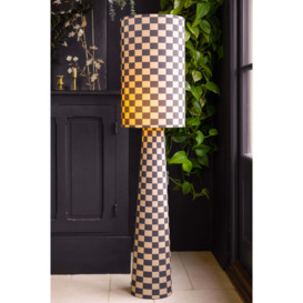 Charcoal & Natural Checkerboard Floor Lamp - thumbnail 1