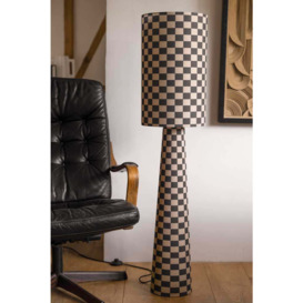 Charcoal & Natural Checkerboard Floor Lamp - thumbnail 2