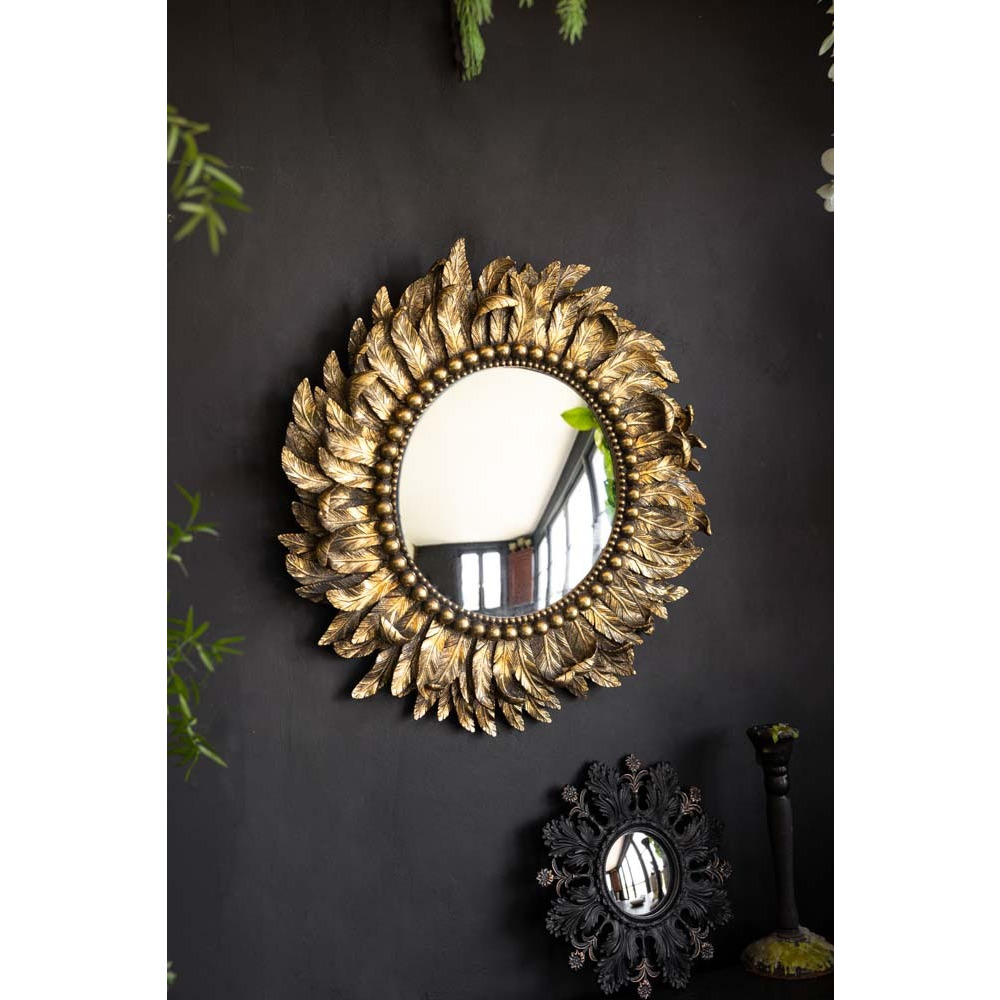 Golden Feather Round Wall Mirror - image 1