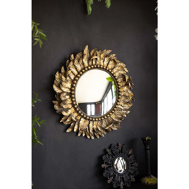 Golden Feather Round Wall Mirror