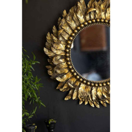 Golden Feather Round Wall Mirror - thumbnail 2