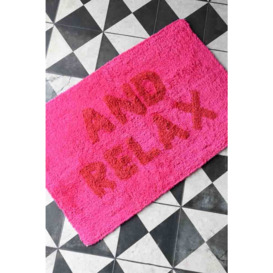 And Relax Hot Pink Tufted Bath Mat