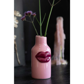 Small Pink Ceramic Vase With Lips
