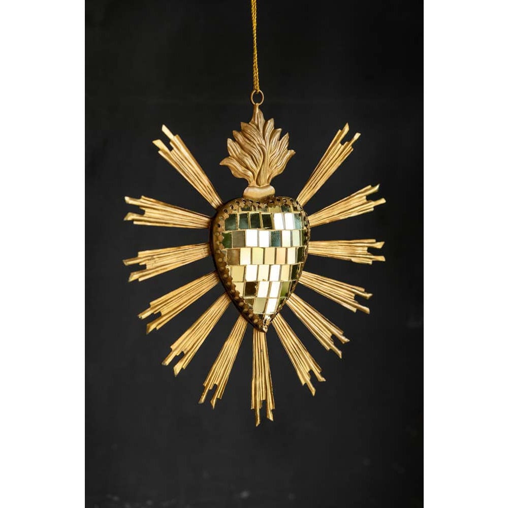 Gold Disco Ball Heart Hanging Ornament - image 1