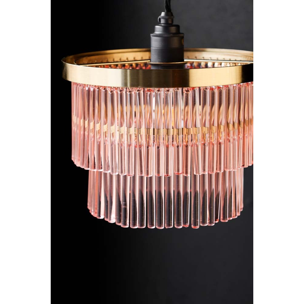 Pink Tiered Glass Easyfit Ceiling Light Shade - image 1