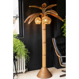 Beautiful Rattan Palm Tree Floor Lamp - thumbnail 1