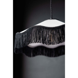 Black & Cream Tassel Ceiling Light Shade - thumbnail 3