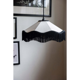Black & Cream Tassel Ceiling Light Shade - thumbnail 2