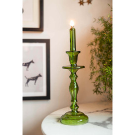 Tall Green Glass Refillable Candle Holder - thumbnail 1