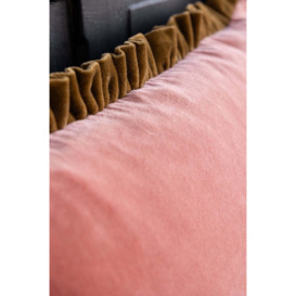 Vintage Pink Velvet Cushion With Green Ruffle - thumbnail 3