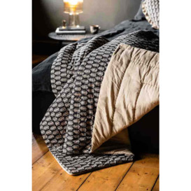 Black & Natural Leaf Reversible Cotton Throw - 2 Sizes Available - thumbnail 1