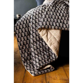 Black & Natural Leaf Reversible Cotton Throw - 2 Sizes Available - thumbnail 3