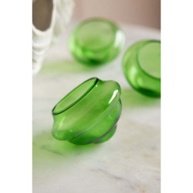 Set Of 3 Green Glass Tea Light Holders