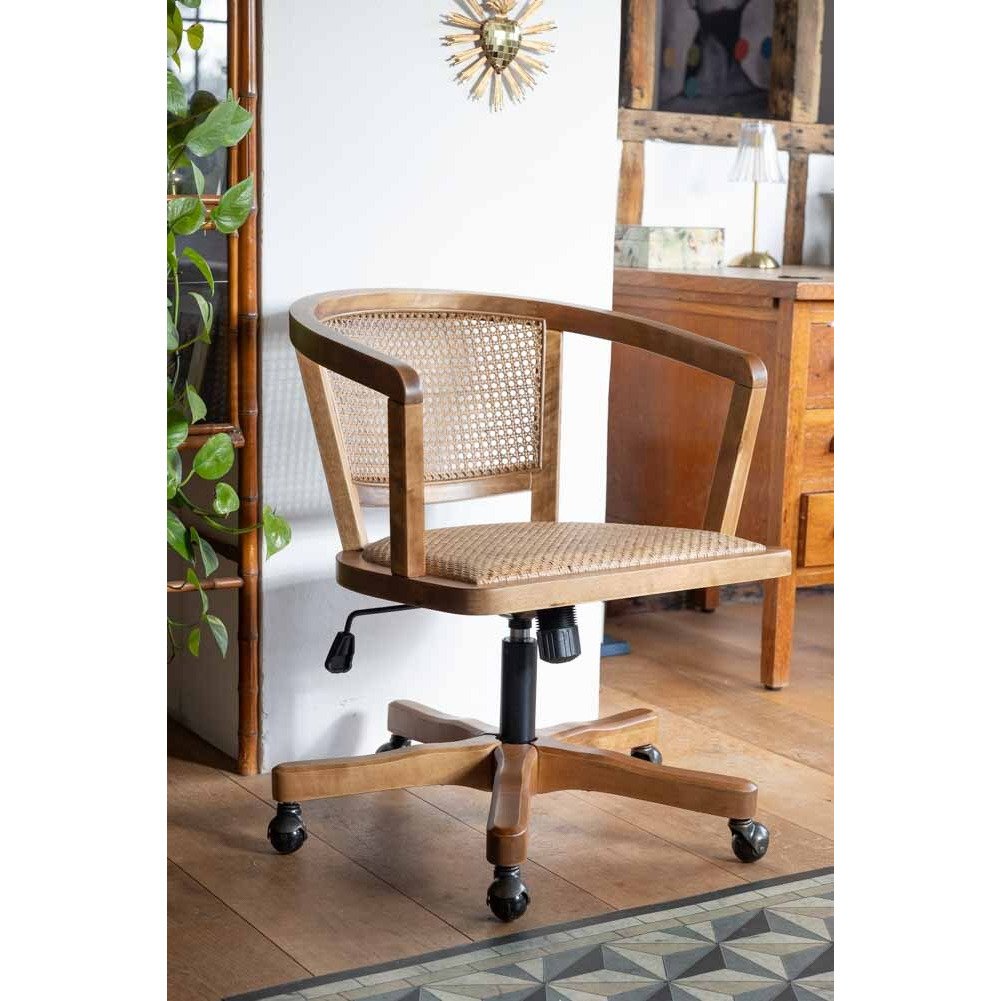 Wicker Swivel Desk Chair - image 1