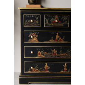Black Chinoiserie-style Deco 6 Drawer Chest - thumbnail 2